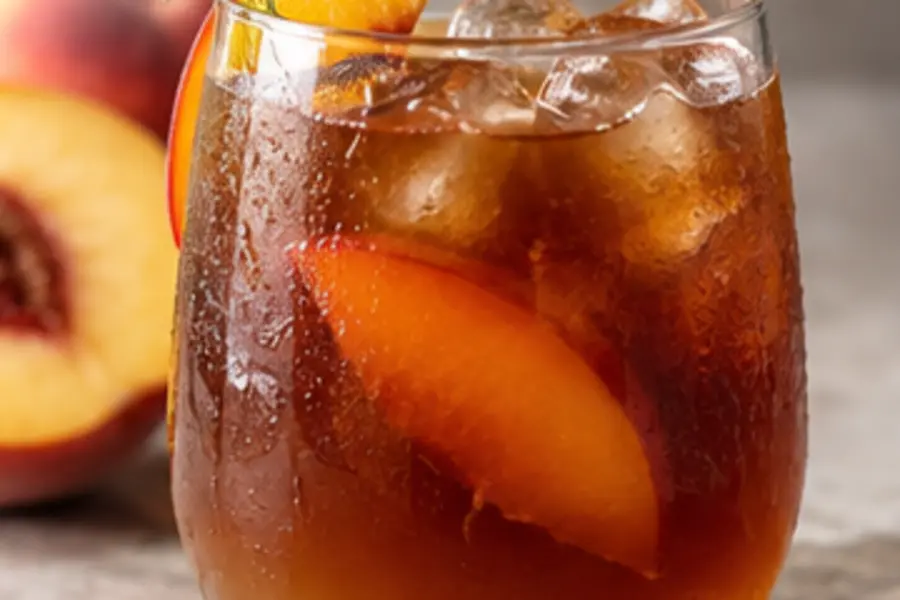 Editorial visual for Iced Peach Black Coffee