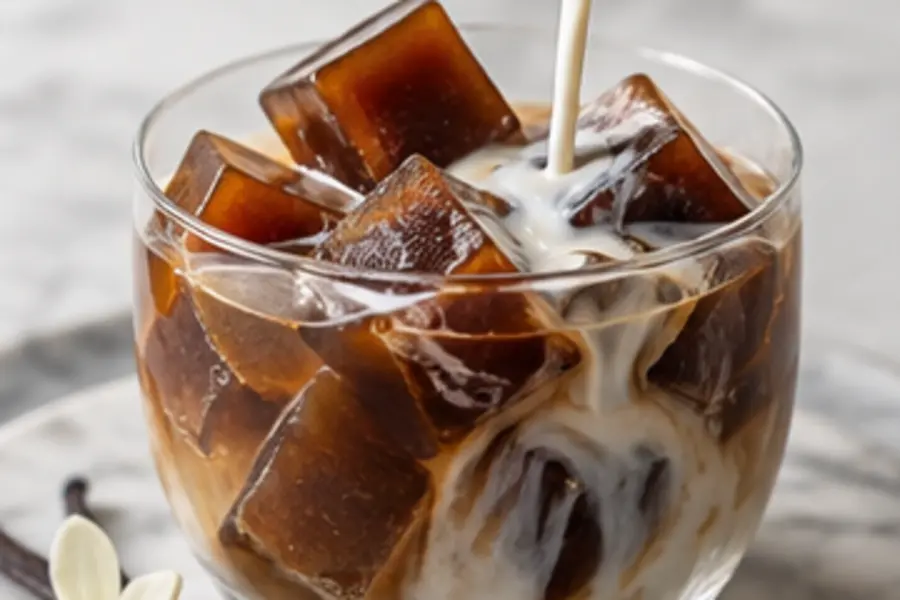 Editorial visual for Iced Vanilla Coffee with Coffee Cubes
