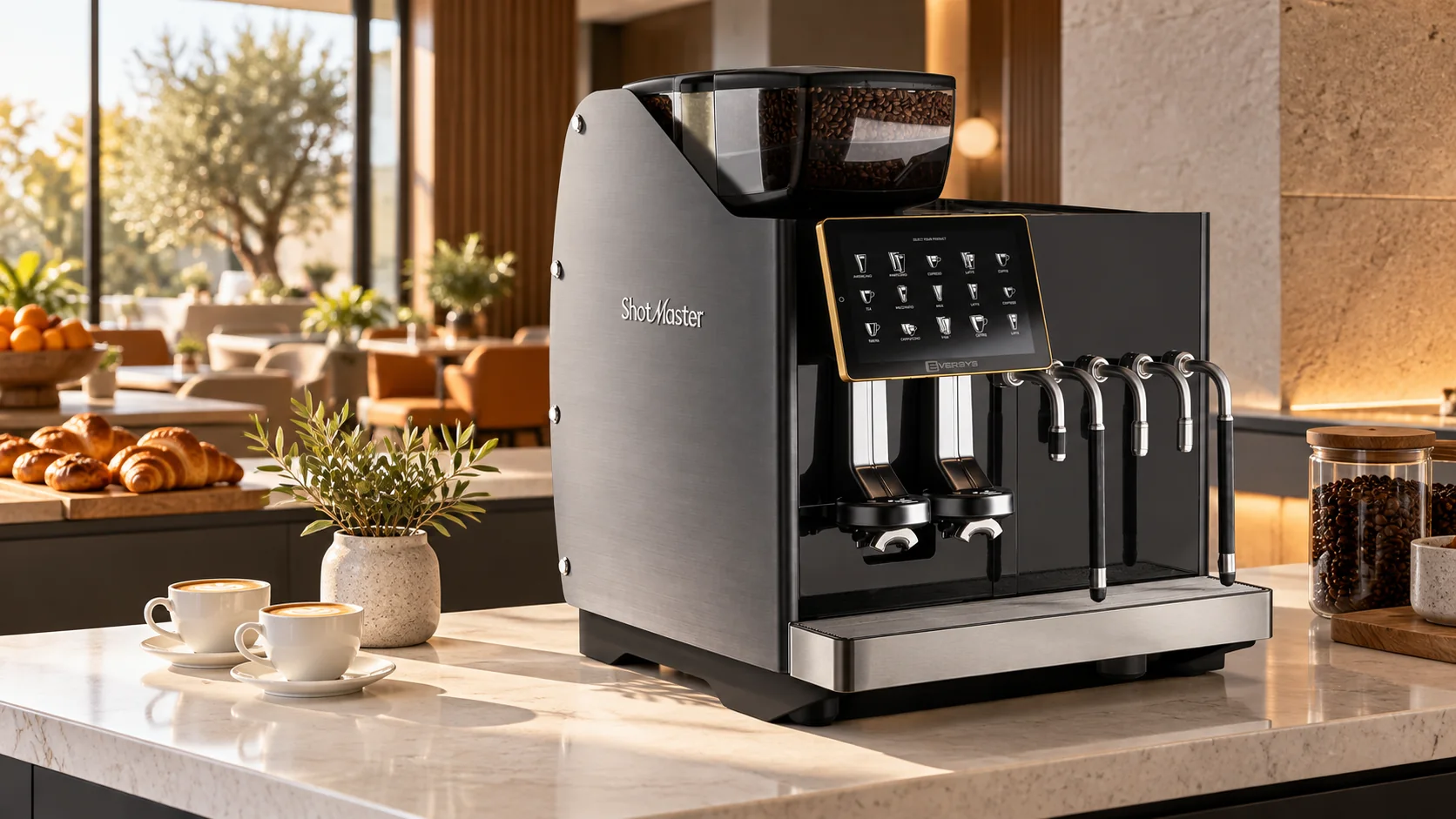 Original illustrative scene featuring Eversys ShotMaster m/Classic