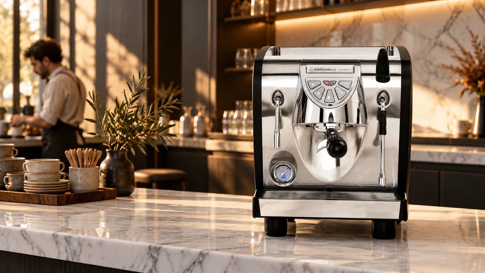 Original illustrative scene featuring Nuova Simonelli Musica