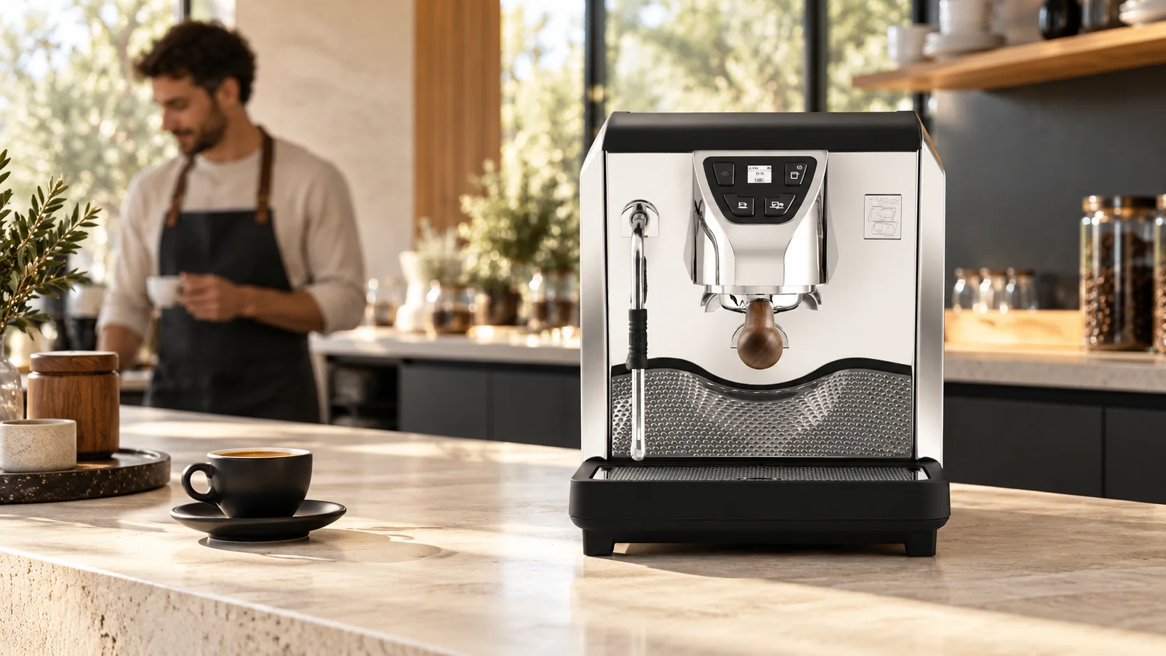 Original illustrative scene featuring Nuova Simonelli Oscar Mood